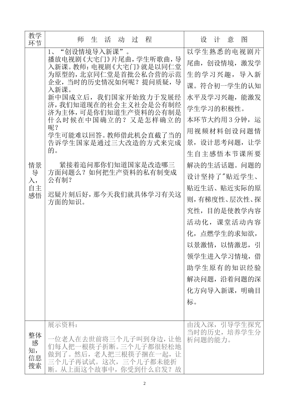 八下历史《三大改造》说课稿_第3页