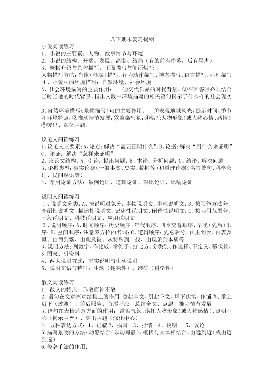 八下期末复习提纲_第1页