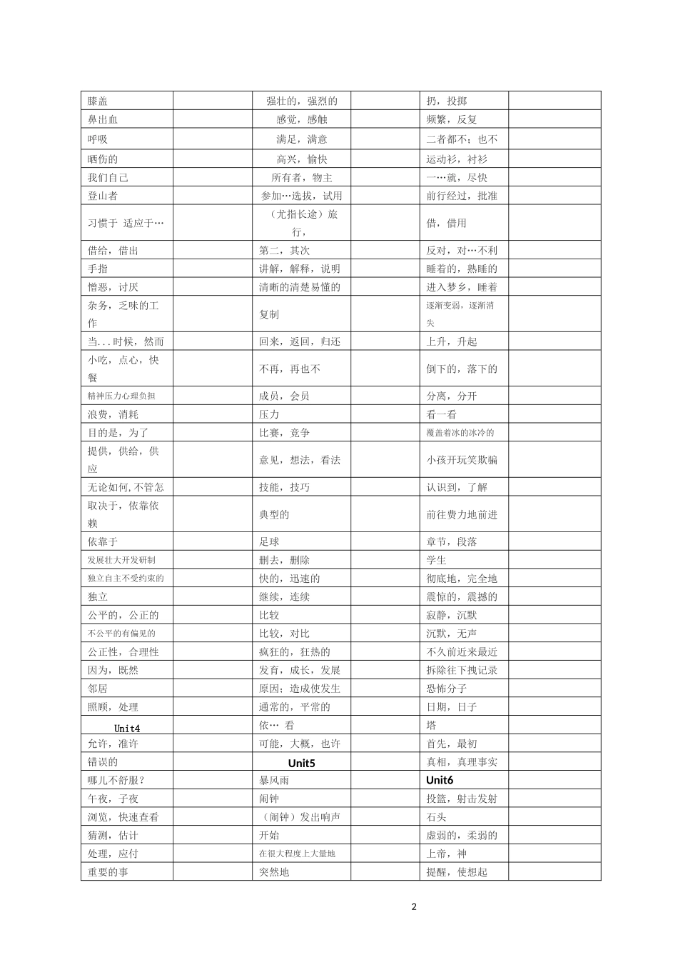 八下英语单词听写_第2页