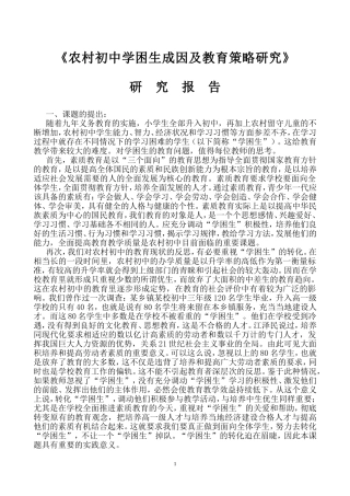 八一初中农村初中“学困生”成因与转化策略研究报告