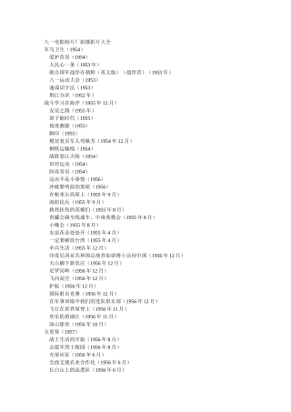 八一电影制片厂拍摄影片大全
