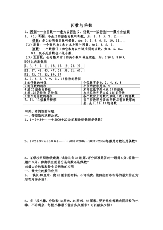 倍数与因数知识图