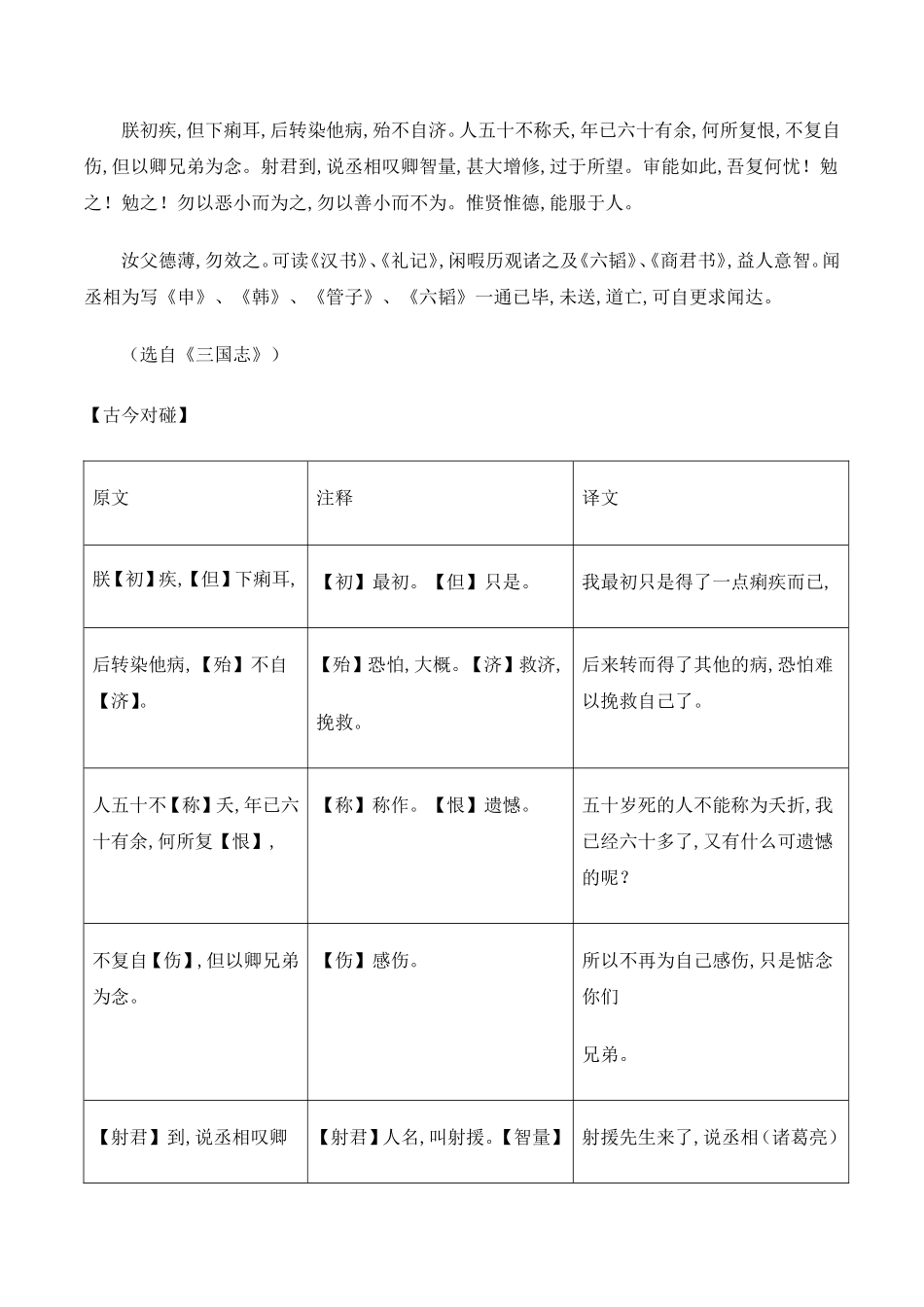 八年级语文下册文言文习题19-刘备敕刘禅遗诏(课外篇)_第2页