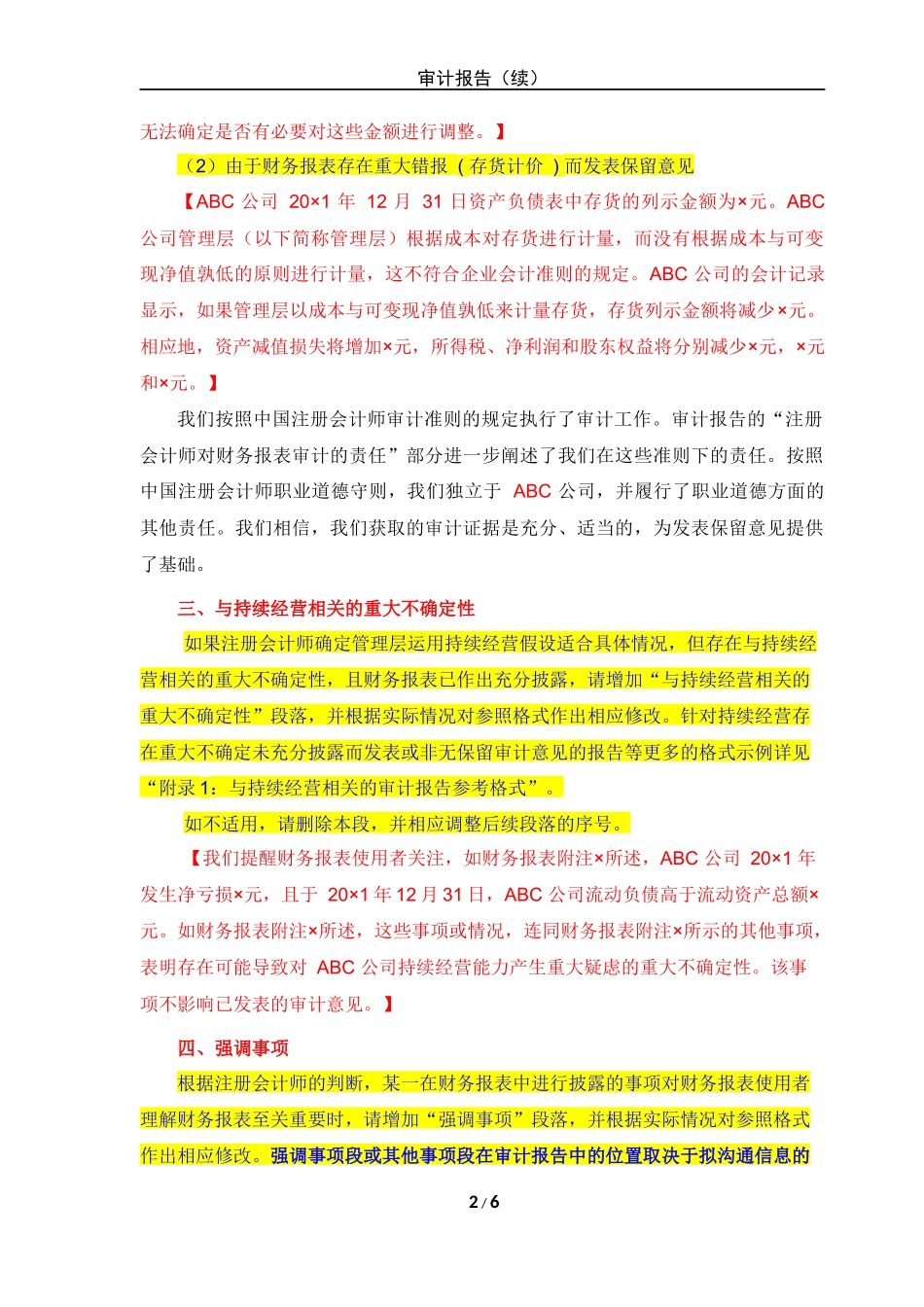 保留意见审计报告(适用于非上市公司)_第2页