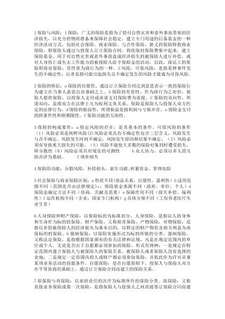 保险法简答论述-名词解释-很全的