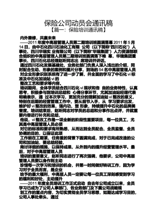 保险公司动员会通讯稿