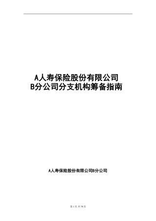 保险公司分支机构筹备指南