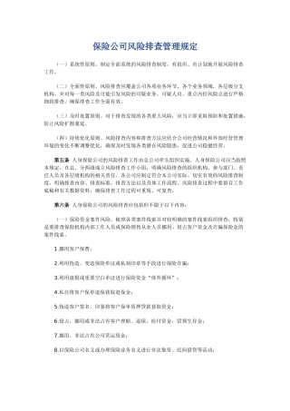 保险公司风险排查管理规定
