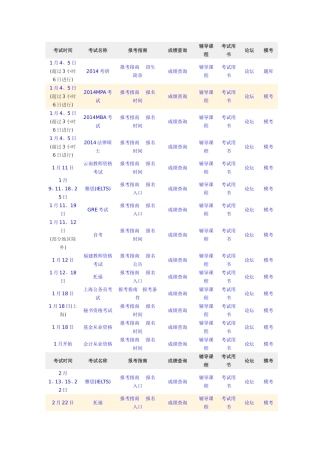 全年考试时间表