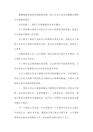 保险公司会计核算及财务风险分析.docx