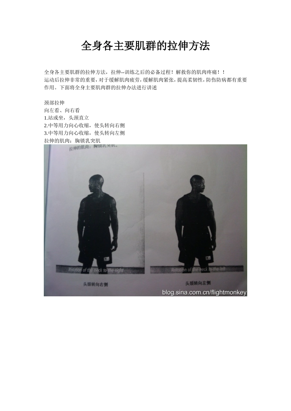 全身各主要肌群的拉伸方法_第1页