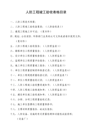 全套人防工程竣工验收资料