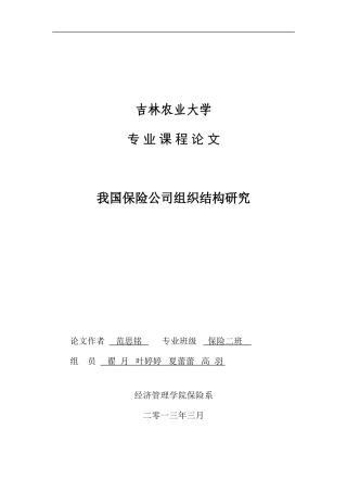 保险公司组织结构研究