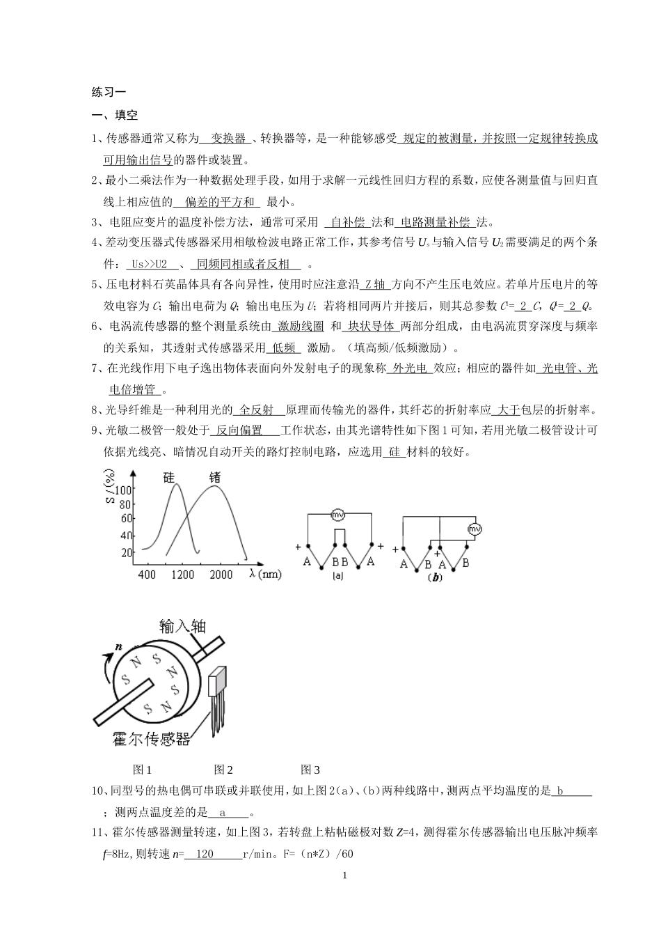 传感器与智能检测标准考试题库答案要点_第1页