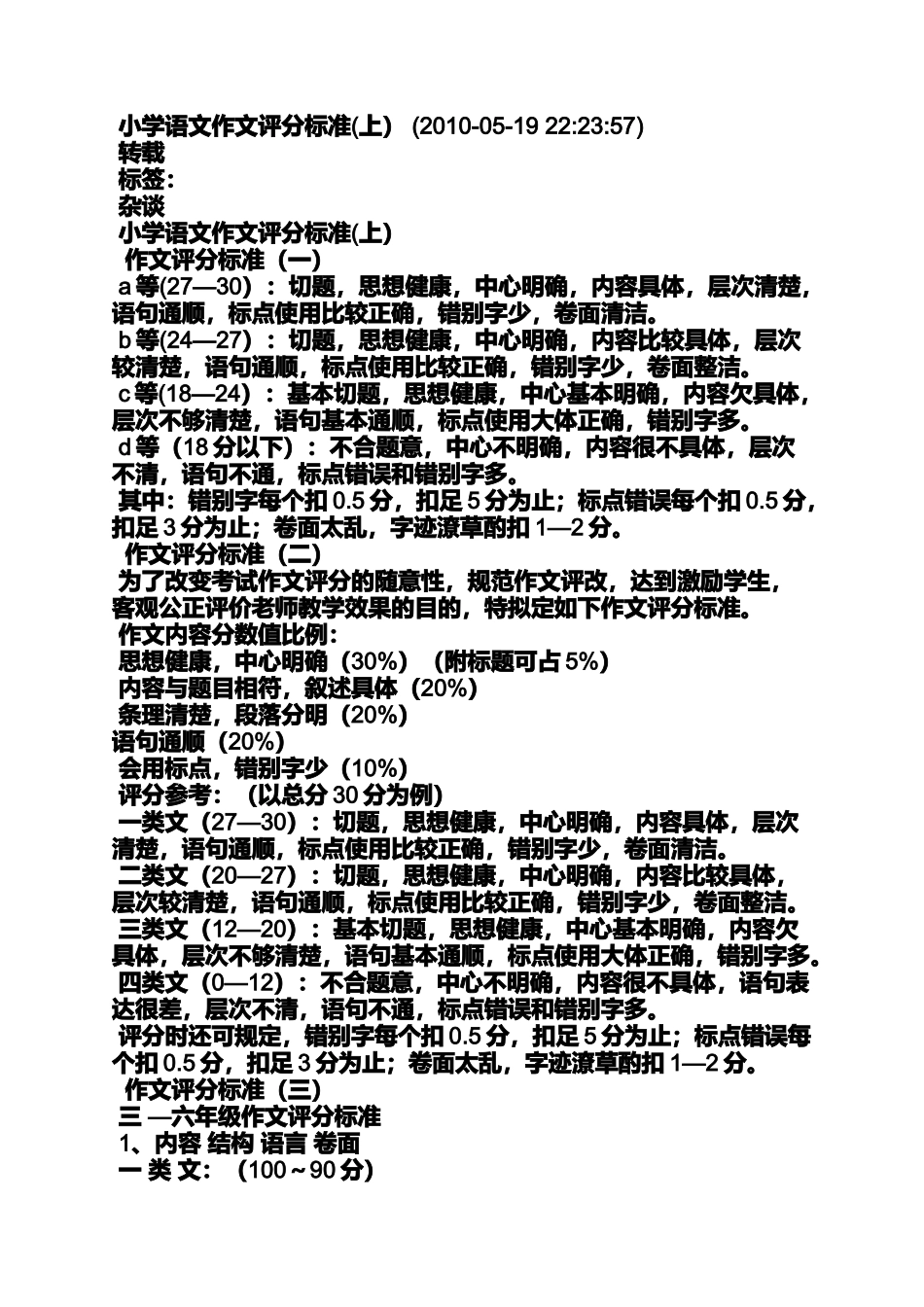 六年级作文之小学语文作文评分标准差别大_第2页