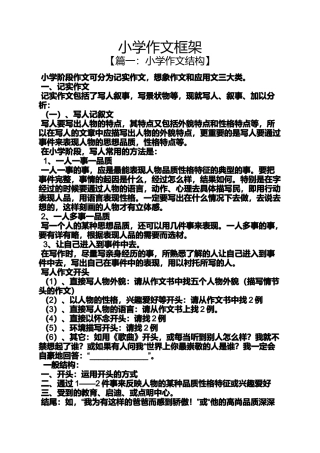 六年级作文之小学作文框架