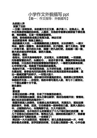 六年级作文之小学作文外貌描写ppt