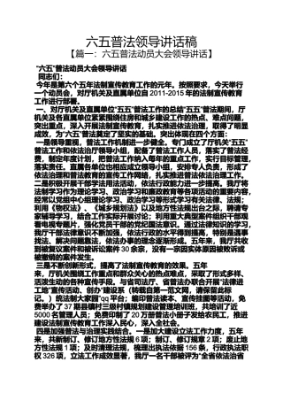 六五普法领导讲话稿