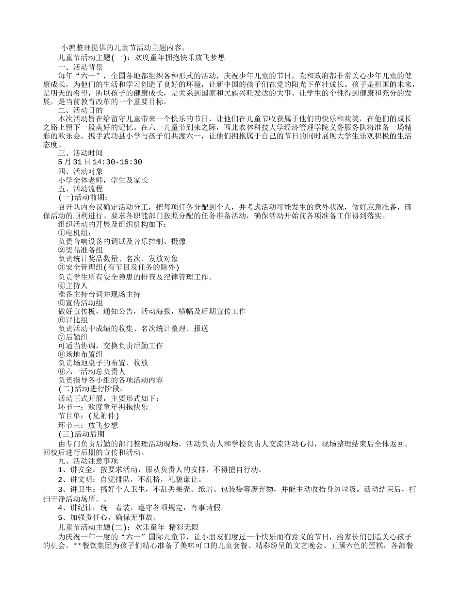 六一儿童节可用的活动主题大全_第1页