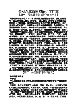 六年级作文之参观湖北省博物馆小学作文