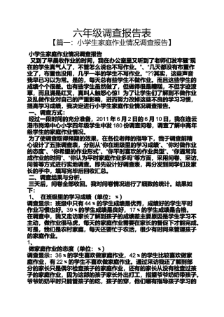 六年级作文之六年级调查报告表