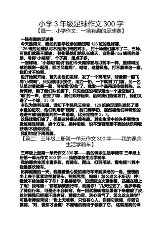 六年级作文之小学3年级足球作文300字