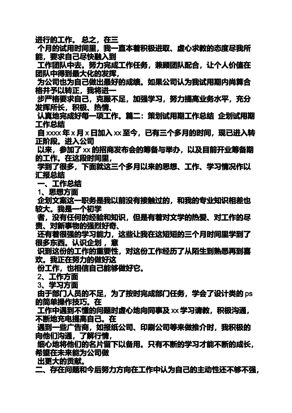 企划书之企划试用期工作总结_第2页