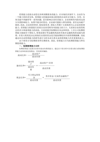 偿债能力分析