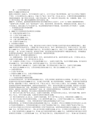 企业经营情况报告