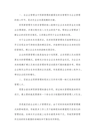 企业预算管理现状及创新.docx