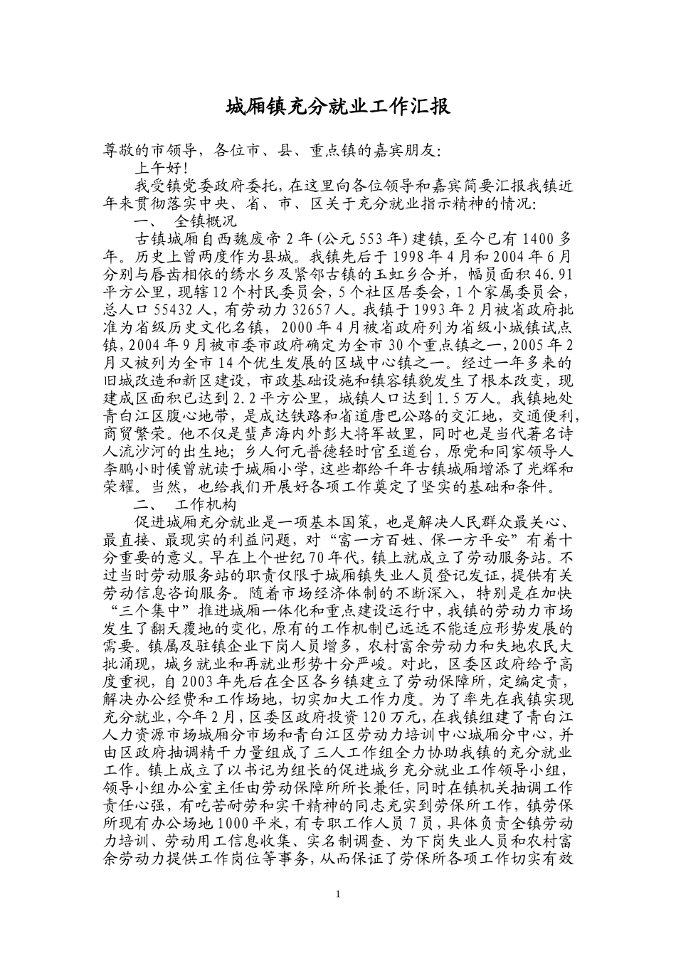 充分就业工作报告_第1页