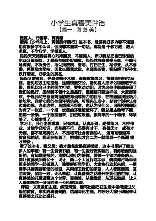 六年级作文之小学生真善美评语