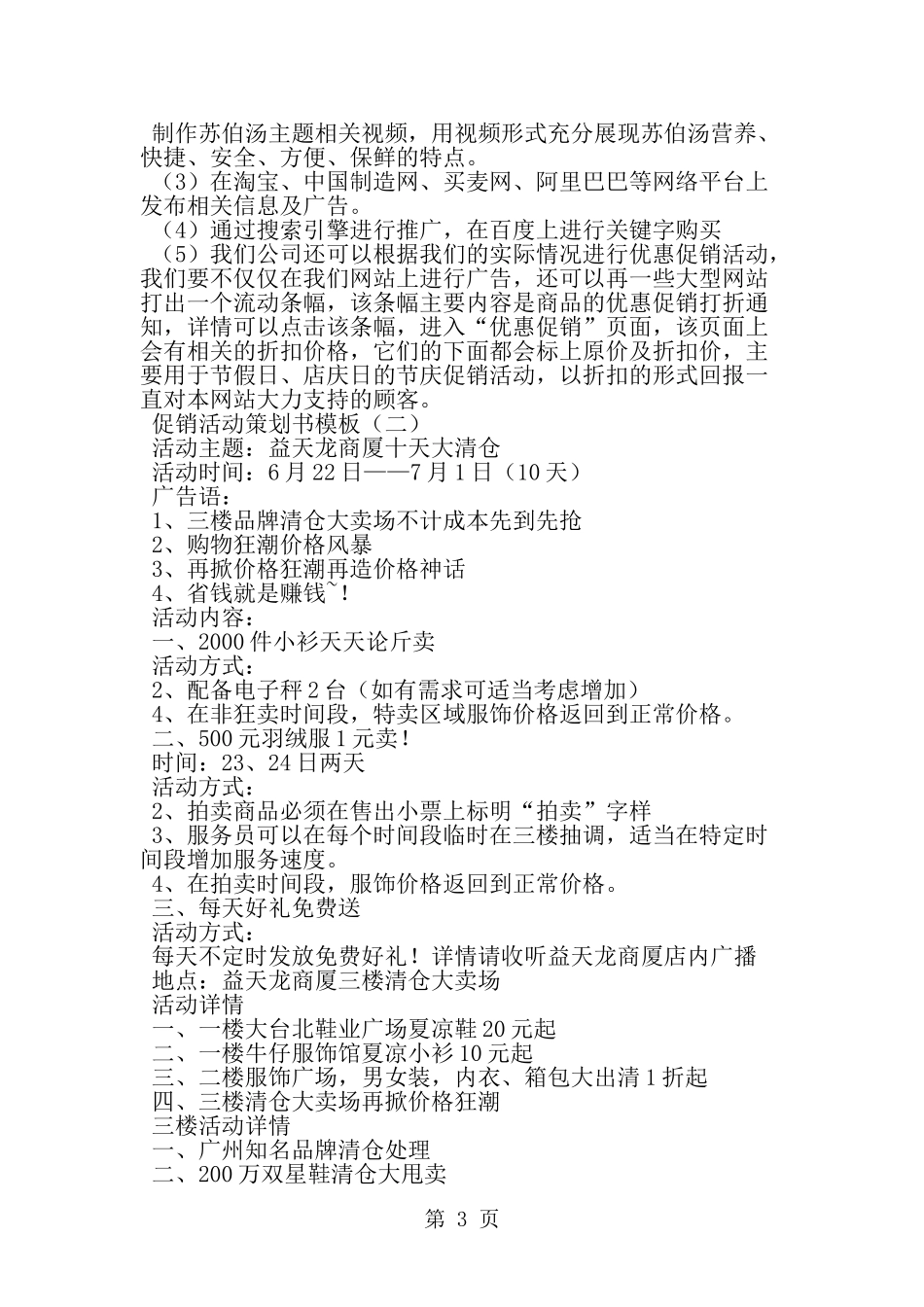 促销活动策划书模板-word范文文档_第3页
