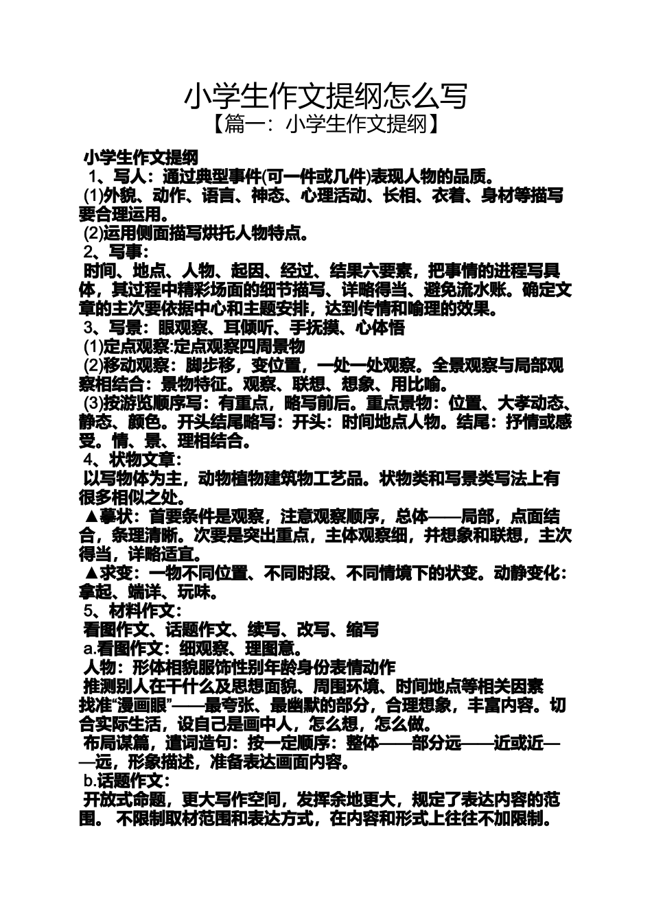 六年级作文之小学生作文提纲怎么写_第1页