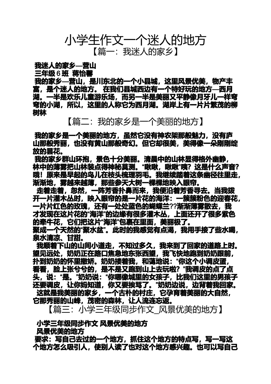六年级作文之小学生作文一个迷人的地方_第1页