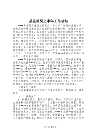 县茧丝绸上半年工作总结