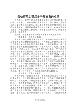 县检察院加强后备干部建设的总结