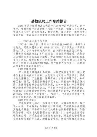 县检疫局工作总结报告
