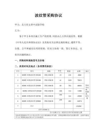 波纹管采购合同