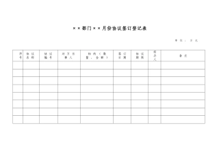 部门合同签订登记表