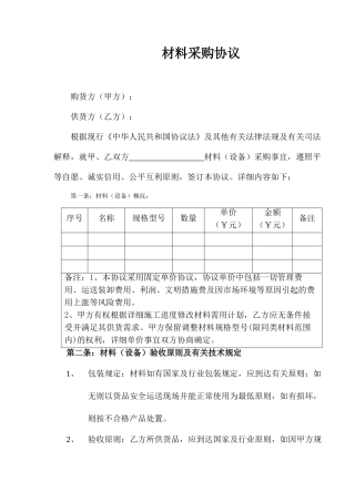 材料采购合同样本