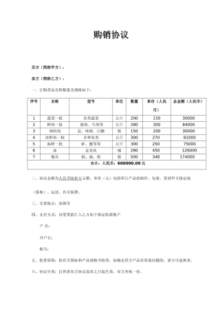 菜市场购销合同