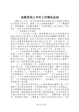 县教育局上半年工作情况总结