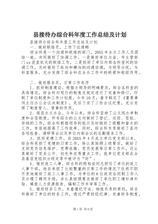 县接待办综合科年度工作总结及计划