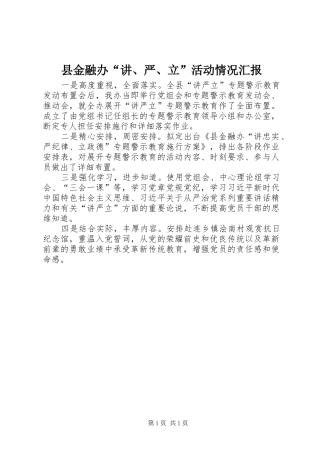 县金融办讲严立活动情况汇报