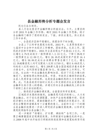 县金融形势分析专题会讲话