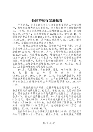 县经济运行发展报告