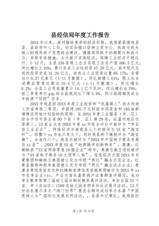 县经信局年度工作报告