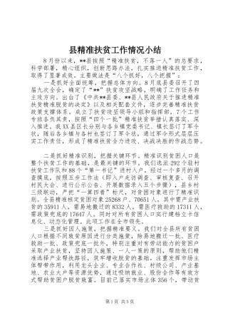 县精准扶贫工作情况小结