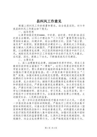 县纠风工作意见